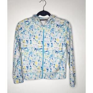 Crewcuts Active Hoodie Youth Large Blue Yellow Tie-Dye Full Zip Jacket Athletic